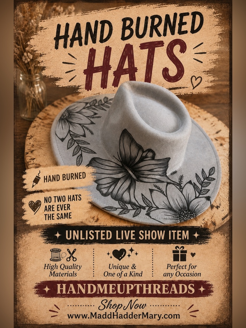 Unlisted Handcrafted MaddHadderMary Hat 🤠